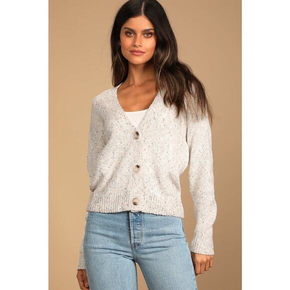 Lulus Happy Thoughts Multiknit Button Front Cardigan Sweater Size XS - Picture 1 of 6